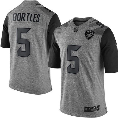 Men's Elite Blake Bortles Nike Jersey Gray - #5 Gridiron NFL Jacksonville Jaguars